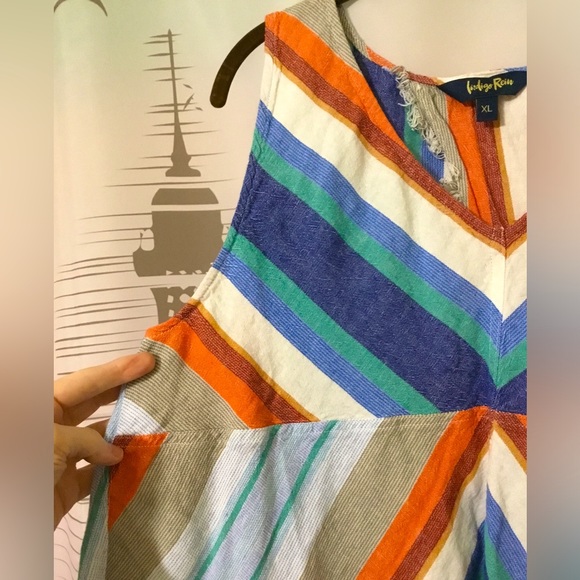 💥3/$20 Indigo Rein from Francesca’s~Striped Open Back Linen Tank Top~NWOT~XL - Picture 2 of 8